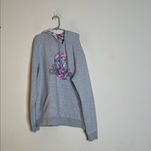 Adidas Women's Heather Gray Hoodie with Pink Floral Design